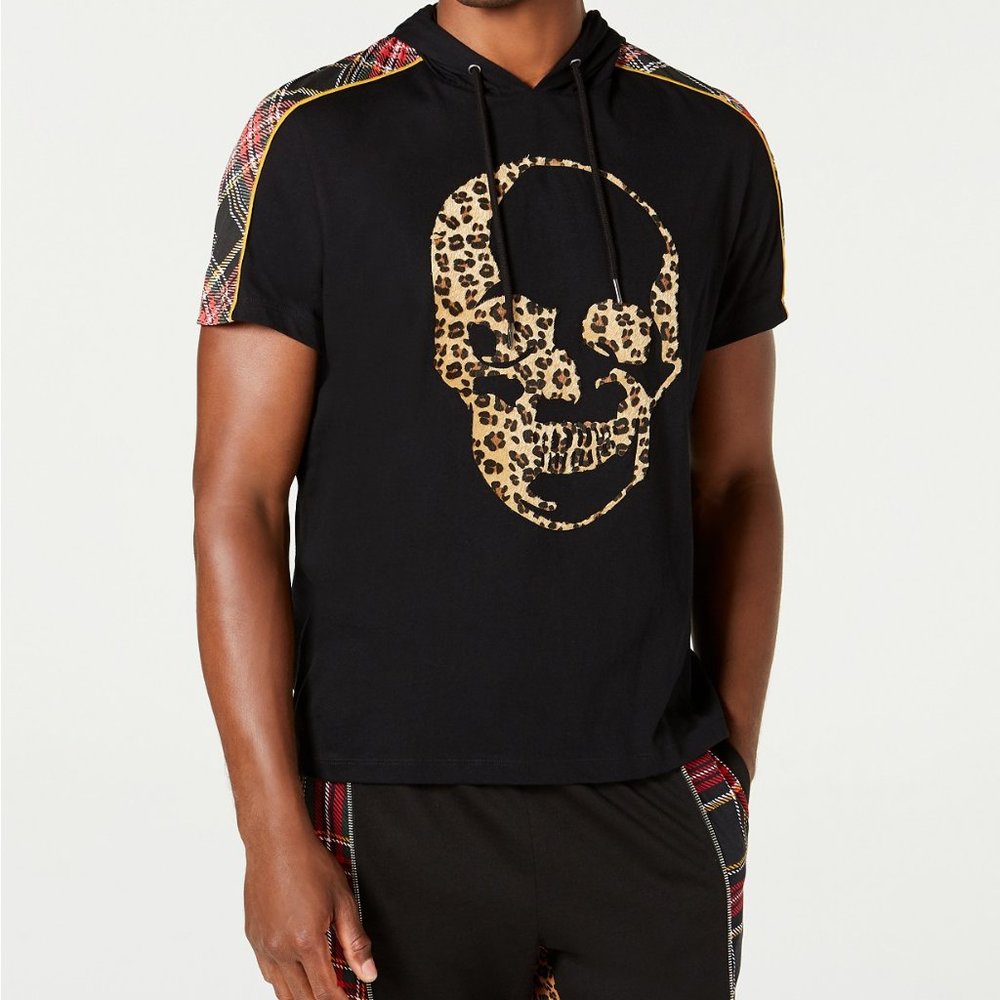 INC Men's Leopard Print Skull Hoodie Medium